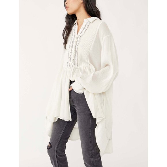 NWT Free People Teddy Tux Tunic / Ivory Combo - Picture 4 of 16